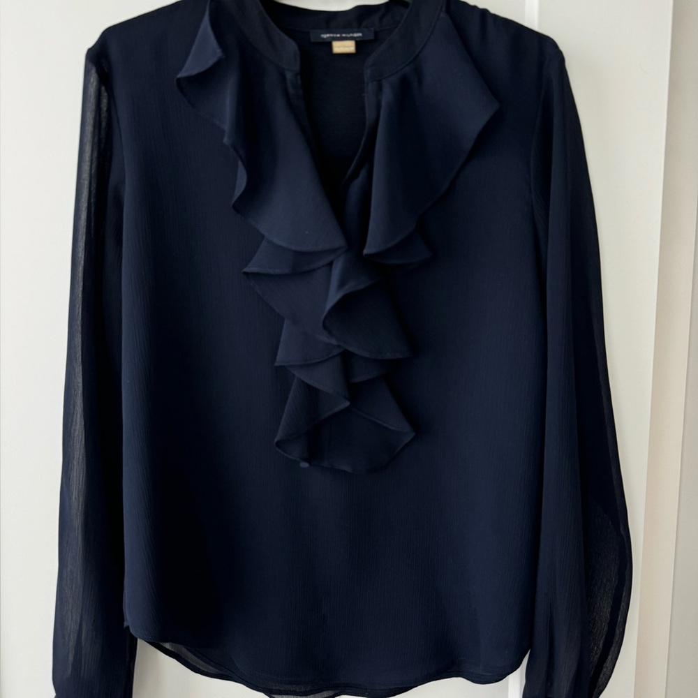 Tommy Hilfiger ruffle blouse with sheer sleeves